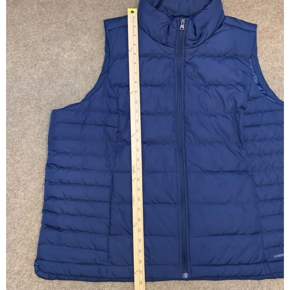 Lands End Vest Womens 2X (20W-22W) Puffer Down Feathers Quilted Insulated Zip Up - Picture 3 of 8